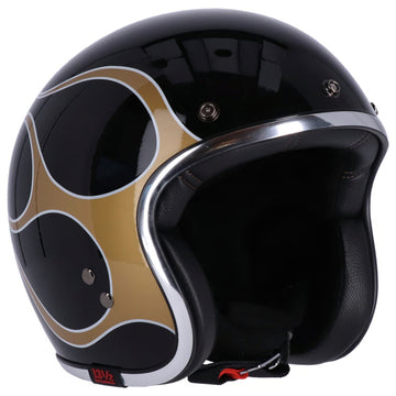 13 and a half Scull Bucket Helmet flames Gold