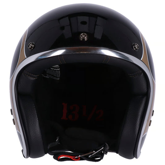 13 and a half Scull Bucket Helmet flames Gold